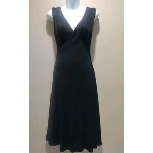 catherine malandrino Black Sleeveless Wool Silk Sheer Back Zip Midi Dress Size 2